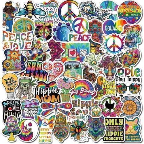 10/30/50PCS Hot Style Cartoon Hippie Hippie Graffiti Stickers Decorative Luggage Water Cup Waterproof Stickers Wholesale