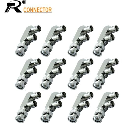 12/50/100pcs BNC Male Plugs To 2 Female Jack F Type Connector Adapter For CCTV Surveillance System