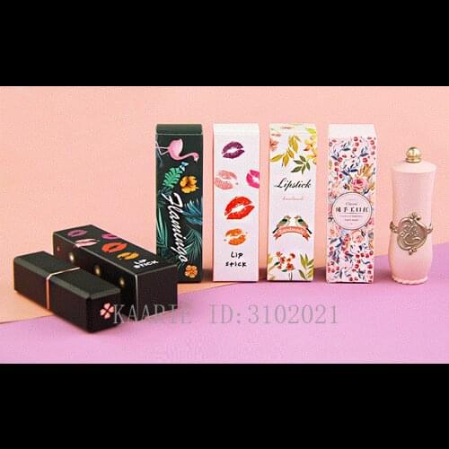 20/50/100/300pcs Empty Lipstick Box Paper Packaging Lipgloss Case Flowers Birds Lips Black Gold Silver Square Lip Glaze Box