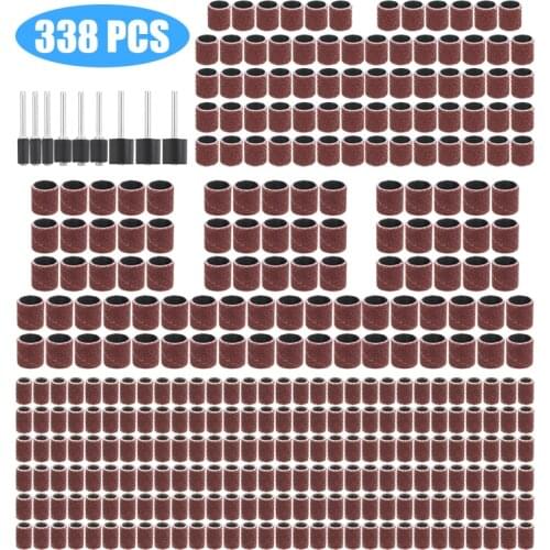 338pcs 1/2 '' 1/4 '' 3/8" Drum Sanding Wheel Circle Set Wood Metal Polishing Drill Chuck Sander Abrasive Wheel Tools