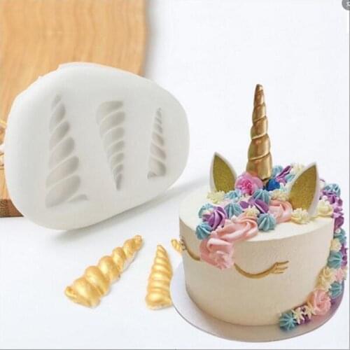3D Unicorn Head Horn Form White Silicone Molds Fondant Soap Moulds Cake Decorating Tools Kitchen Pastry Baking Tools