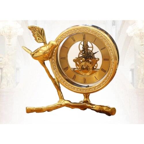 7.6" china copper crafts clock simple bird creative ornaments