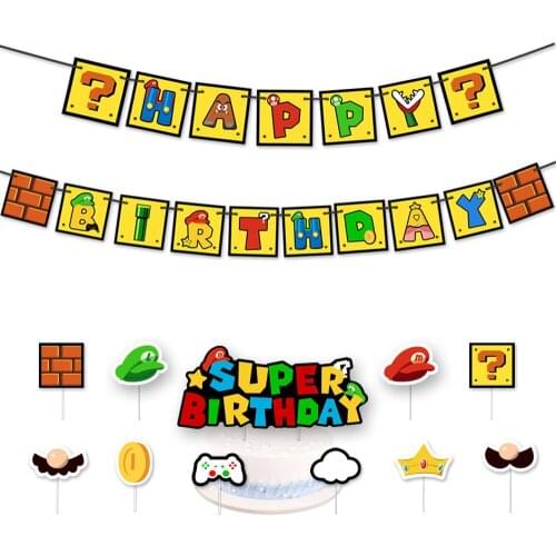 Party Supplies Paper Kids Boy Birthday Party Decoration Party Birthday Party Pull Flag Cake