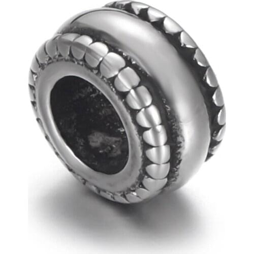 Stainless Steel Spacer Bead Polished 4.5mm Hole Metal Solid Beads Bracelet Charms for DIY Jewelry Making Accessories