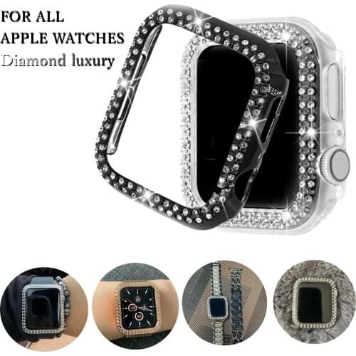 Diamond Bumper Protective Case for Apple Watch Cover Series 6 SE 5 4 3 2 1 44MM 40MM For Iwatch 6 5 4 42mm 38mm watch band strap