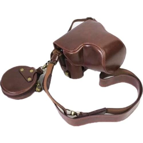 Luxury Pu Leather Camera Case Bag For Canon EOS M6 EOSM6 15-45mm Open Battery Cover With Strap Around Pouch