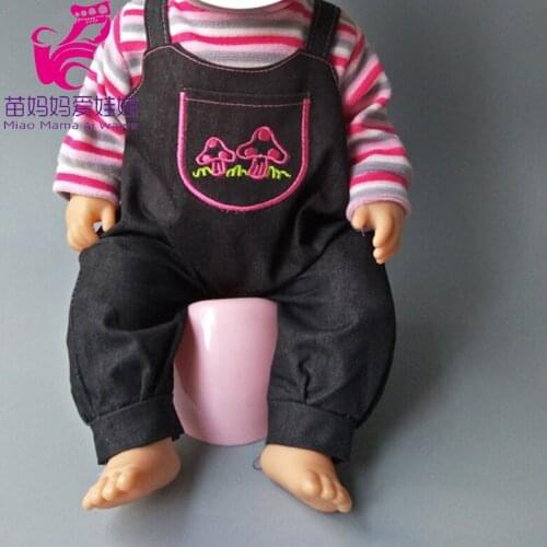 43cm baby doll strip color clothes and strap pants for 18 inch dolls outwear baby girl gift