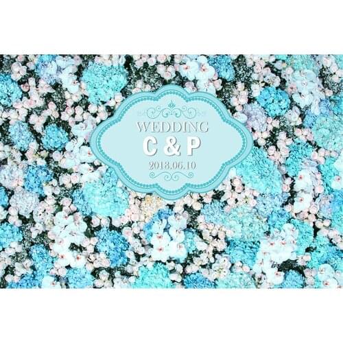 Flower Theme Background For PhotographyBlue Pink And White Flowers Backdrop For Wedding Party Photo Props