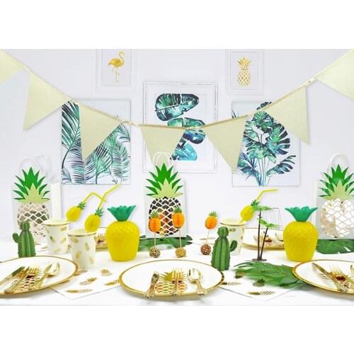 Hawaii Party Decor Pineapple Plate Summer Birthday Party Supplies Tropical Aloha Party Summer Beach Party Decor Flamingo Parti