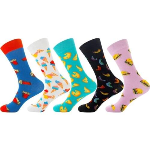 Hot Sale Fashion Food Pattern Cotton Women Socks Hamburger Pizza Ice Cream Casual Socks