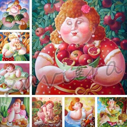 Xaviera 5D Diy Diamond Painting Sexy Fat Woman Girl Lady Cartoon Full Square Round Drill Embroidery Rhinestone Cross Stitch Kits