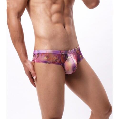 YUTATA Transparent Men Underwear U Pouch Boxer Sexy Homme Floral Mesh Low Waist Boxershorts Male Panties S XL Mini Underpants