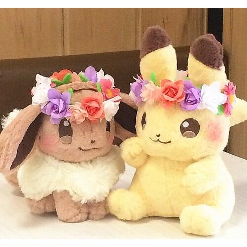 New Authentic Japan Pokemon anime game 2pcs Pikachu&Eievuis Easter Eevee Plush Doll Stuffed Toy Limited Plush Doll Toy Present