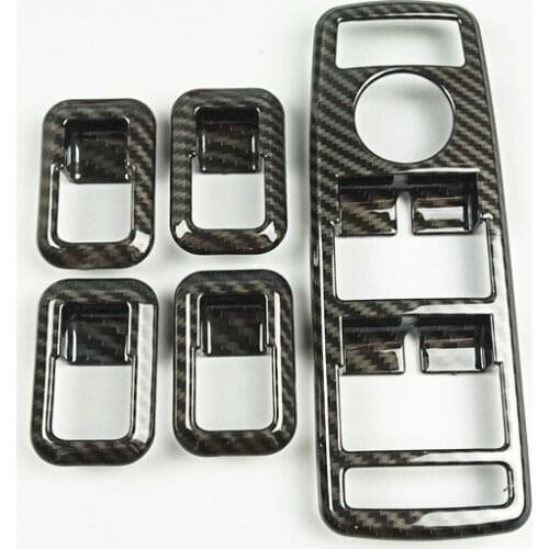 Car Window Glass Lifting Switch Buttons Frame Decoration Cover Trim 5Pcs For Mercedes Benz ML GL GLE GLS CLS Carbon Fiber Color