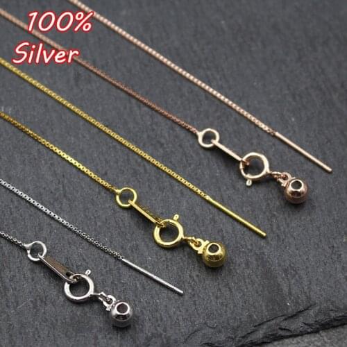 S925 Sterling Silver Color 45cm Necklace DIY Jewelry Handmade Fittings Box Chain Thin Chain Clavicle Chain Accessories Wholesale