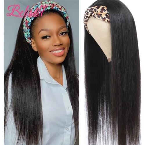 Headband Wig 28 Inch Straight Human Hair Glueless Head Band Human Hair Wigs With Elastic Band For Women Brazilian Remy Hair