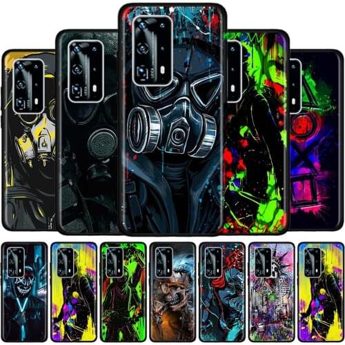 DJ Man Antigas mask Anti-Fall Soft Case for Huawei P40 P30 Pro P20 Lite 2019 P10 Silicone Phone Coque P40Lite E P30Lite Tpu Capa