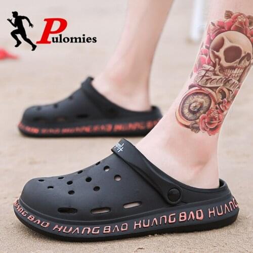 PULOMIES Summer Mens and Womens Clogs Quick Dry Casual Home Slippers Couple Garden Shoes Beach Sandals Mules Bathroom Slippers