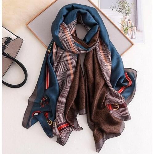 2021 Luxury Brand Women Silk Scarf Summer Silk Scarves Shawls Lady Wraps Soft Pashimina Female Foulard Beach Stole Bandana Hijab