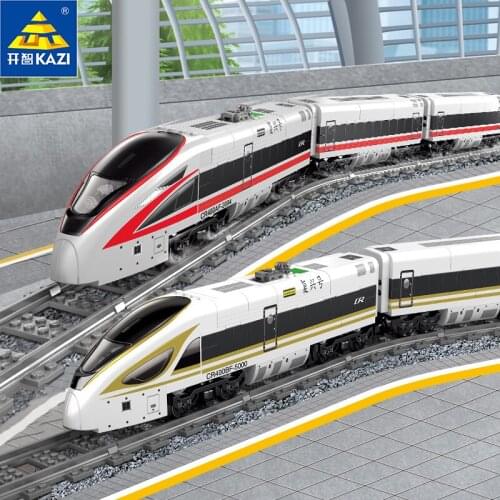 Original KAZI 98229 City Electric Train Building Blocks Track Toys Assembling Boy Gifts Revival Train Childrens Toys