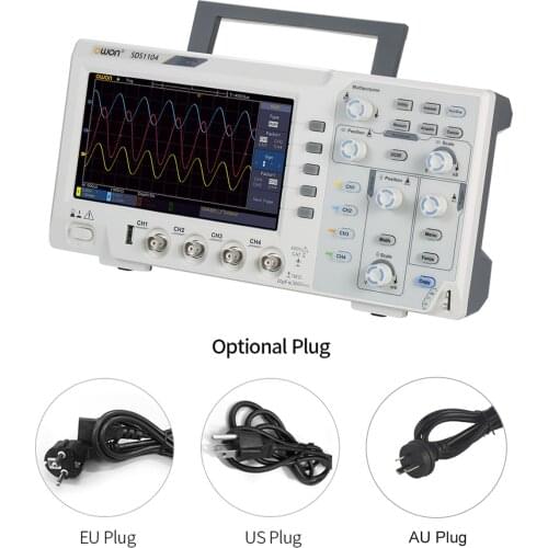 SDS1104 4-CH Digital Storage Oscilloscope with 7-inch LCD Display Handheld Portable Oscillometer 100MHz 1GS/s UK Plug