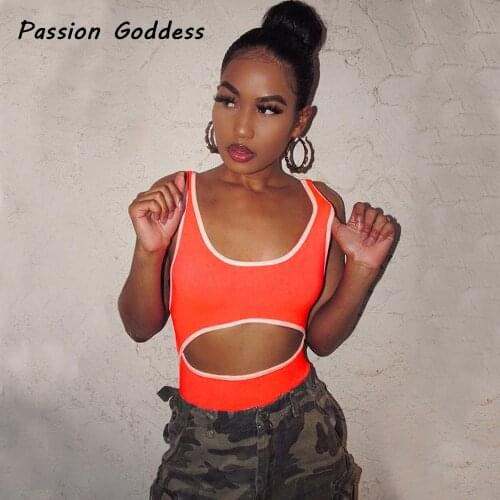 Street Women Hole Skinny Bodysuits Sleeveless High-elastic Short Jumpsuits Hollow Out Basic Bodysuits Rompers Femme Outfits