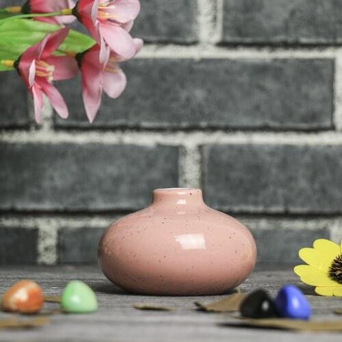 Flower Pot Vase Mini Ceramic Desk Vase Ornament Office Desk Tabletop Flower Wedding Decoration Short Black Dot Buddhist DHLL03