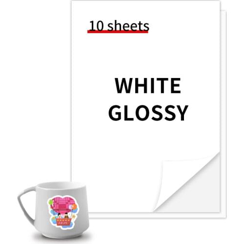10 Sheets Printable Vinyl Sticker Paper A4 Glossy Self-Adhesive Inkjet Printer Paper for Inkjet Printer DIY Decals Gift Crafts