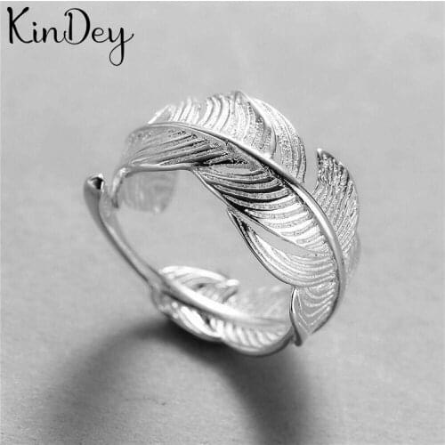 Punk Vintage Feather Rings For Women Men Resizable Size Rings Fashion Trendy Boho Jewelry 2021