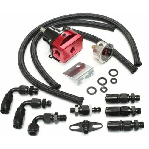 High quality Racing Car Billet Fuel Pressure Regulator Guage Kit Oil Line 100PSI Guage fpr AN6 Oil Hose Fitting EFI