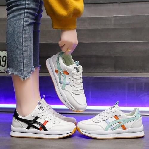2021 New Wild Casual Flat-bottomed Women Sneakers Student Color Matching Thick Bottom Increased Non-slip Women Shoes Leather
