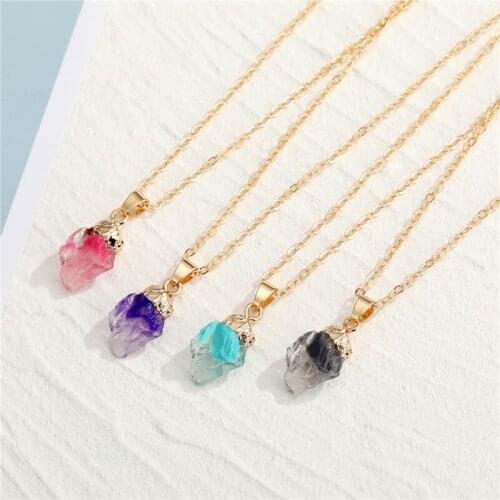 Gold Plated Charms Pendant Necklace Fake Stone Resin Female Necklaces for Women Gift New Design Fashion Jewelry