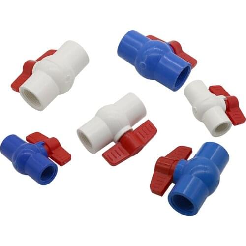 2 Pcs 1/2" 3/4" 1" Female Thread PVC Ball Valve Garden Irrigation Aquarium Tank Pipe Waterstop Connectors