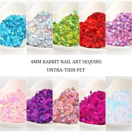 4mm Rabbit Nail Art Glitter Sequins Bunny Large Silver Sequin for DIY Craft PET Paillettes for Manicure Wedding Decor Confetti