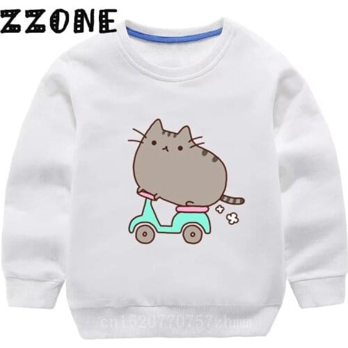 Childrens Hoodies Kids Funny Fat Cat Ride Car Cartoon Sweatshirts Baby Cotton Pullover Tops Girls Boys Autumn Clothes,KYT5350