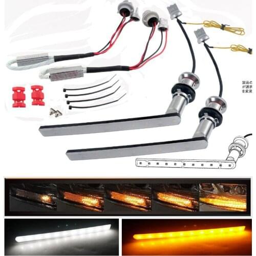 Dual-Color White / Amber Yellow LED Sequential Flowing Winker Valve Front Turn Singal DRL For Alphard 30 Vellfire 30 Noah Voxy80