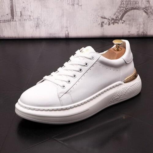 Europe Men White Casual Shoes Fashion Round Toe Lace Up Male Daily Leisure Trending Chic Street Zapatos Breathable 38-43 ERRFC