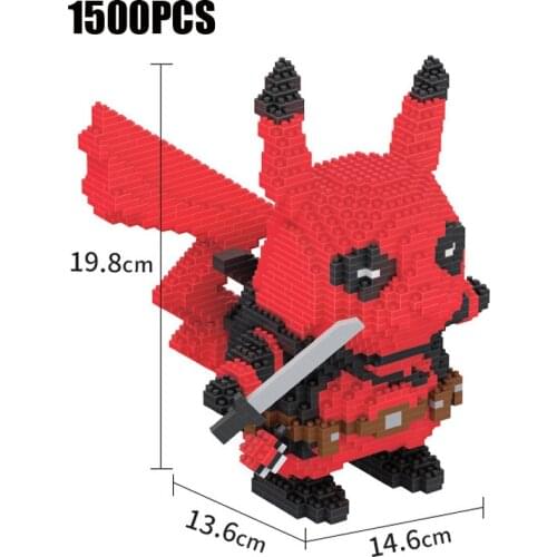 Disney Marvel X pokemoning figures micro diamond blocks Deadpool Pikachuing building brick toy monsters nanobrick for gifts