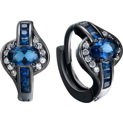 Hainon Fashion Silver Color Red Blue Green Zircon Hoop Earrings Summer New Product Jewelry for Women wedding party jewelry