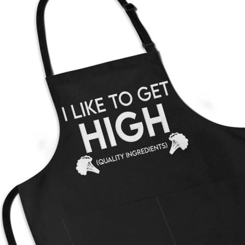 Custom Funny Apron for Men,Personalized I Like To Get High Quality Ingredients,Gag Gifts For Him Fathers Day,Stoner Weed Joke