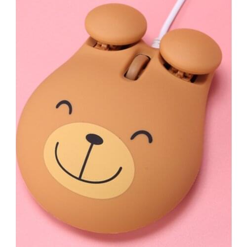 CHYI USB Mini Computer Mouse Cute Bear Wired Optical PC Mause 3d Cartoon Animal Lovely Gift Portable Laptop Mice For Kids Girls