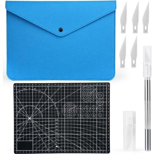 LMDZ Grid Lines Self Healing Cutting Mat Craft Card Set and Precision Cutter Carving Hobby Knife Craft with Extra Blade Storage