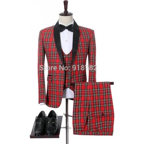 Handsome Groomsmen Shawl Lapel Groom Tuxedos Wedding Dress Men Suits Blazer Prom Dinner (Jacket+Pants+Tie+Vest) A699
