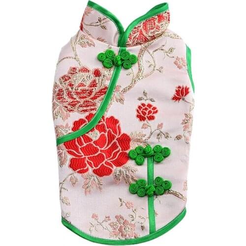 Plus Size Pet Cheongsam Chinese Style Non-shrink Fabric Dog Fashion Elegant Cheongsam Party Dog Dresses Pet Clothes