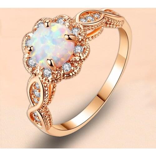 Fashion Womens Aobao Rose Gold Rhinestone Hollow Out Ring Charm Womens Ring Wedding Ring Cocktail Party Jewelry Gift