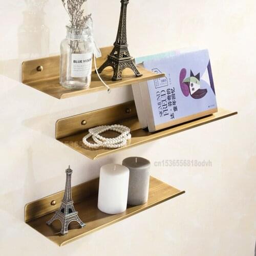 Perforation-free Antique Racks All-copper Bathroom Cosmetic Storage Rackses Living Room TV Wall Wall-mounted Partition Racks