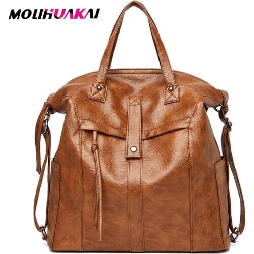 MOLIHUAKAI New Arrival Woman Backpack Leather Brand Female Backpacks High Quality Schoolbag Large Capacity School Bag Travel Bag