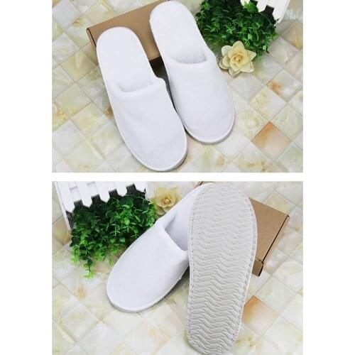 10 Pairs Disposable Slippers | One Time Closed Toe Non-Slip | for Hotel, Spa, Guest, Nail Salon Use | Made From Coral Fleece