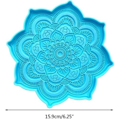 Mandala Coaster Epoxy Resin Mold Flower Tray Cup Mat Casting Silicone Mould DIY Crafts Home Decoration Making Tools