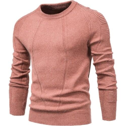 New Autumn Winter Pullover Solid Color Mens Sweater O-neck Geometry Sweater Men Casual Fashion Pull Slim Sweaters Mens